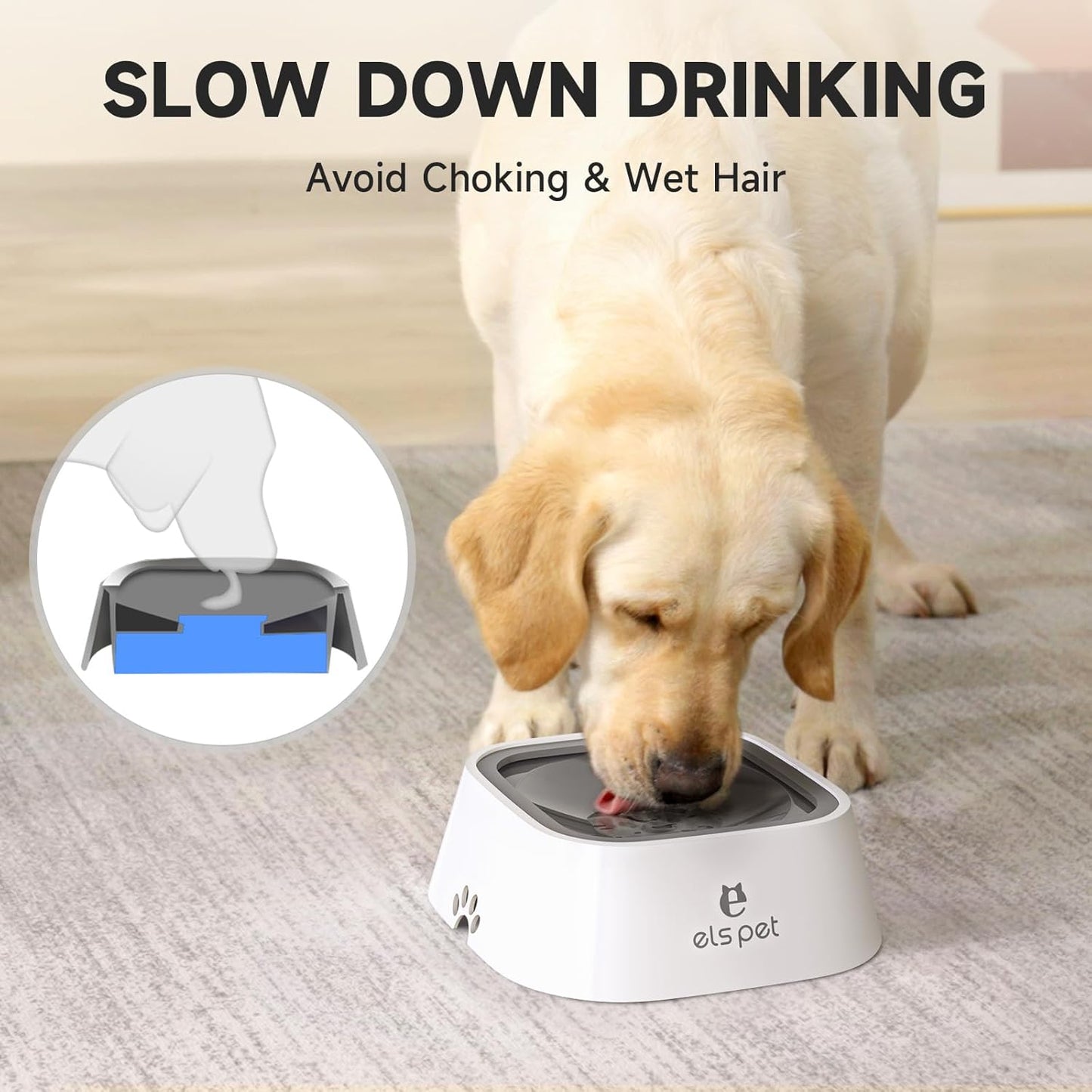 Slow Feed Pet Water Bowl